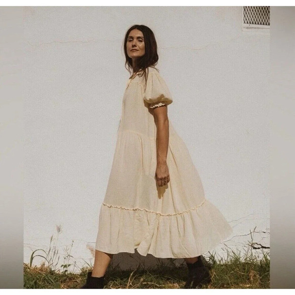 ESBY Cotton pippa SS Mid Dress Limoncello Yellow Size Small - Picture 2 of 9